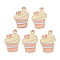 Alloy Pendants, Cadmium Free & Lead Free, with Enamel, Cake, Light Gold, Colorful, 19x12x1.5mm, Hole: 1.2mm