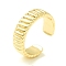 Brass Grooved Open Cuff Ring for Women, Cadmium Free & Lead Free, Real 18K Gold Plated, US Size 7(17.3mm)