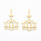 201 Stainless Steel Pendants, Lotus with Star, Real 18K Gold Plated, 44x30x1mm, Hole: 1.4mm