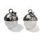 Natural Quartz Crystal Sphere Pendants, Rack Plating Antique Silver Plated Brass Rock Crystal Round Charms, Cadmium Free & Lead Free, 24~27x19.5x20mm, Hole: 6x4mm