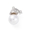 Rack Plating Brass with Cubic Zirconia Pendants and ABS Imitation Pearls Pendants, Long-Lasting Plated, Lead Free & Cadmium Free Charms, Platinum, 20.5x15x11.5mm, Hole: 1.4mm