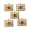 PVD Vacuum Plating 201 Stainless Steel Natural Red Agate Pendants, Real 18K Gold Plated, Rectangle with Eye Charms, 17.5x20.5x4mm, Hole: 1.6mm