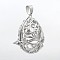 Brass Hollow Teardrop Cage Pendants, For Chime Ball Pendant Necklaces Making, Lead Free & Nickel Free & Cadmium Free, Platinum, 34x22mm, Hole: 5x3mm