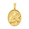 Ion Plating(IP) 304 Stainless Steel Pendants, Oval with Saint Charm, Golden, 35.5x26x4mm, Hole: 9.5x5mm