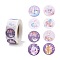 8 Patterns Easter Theme Self Adhesive Paper Sticker Rolls, with Rabbit Pattern, Round Sticker Labels, Gift Tag Stickers, Mixed Color, Rabbit Pattern, 25x0.1mm, 500pcs/roll