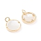 Brass Micro Pave Clear Cubic Zirconia Pendants, with Jump Rings and Natural Shell, Long-Lasting Plated, Flat Round, Real 18K Gold Plated, 17.4x16.7x4mm, Jump Ring: 5.3x1mm, Hole: 3.2mm