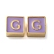 304 Stainless Steel Enamel Beads, Real 14K Gold Plated, Square with Letter, Letter G, 8x8x4mm, Hole: 2mm