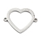Non-Tarnish 304 Stainless Steel Hollow Connector Charms, Heart Links, Stainless Steel Color, 14.5x19x1mm, Hole: 1mm