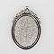 Tibetan Style Alloy Pendant Cabochon Settings, Cadmium Free & Lead Free, Oval, Antique Silver, Tray: 30x40mm, 56x35x2mm, Hole: 4mm