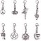 Alloy Pendants, with Lobster Claw Clasps, Mixed Shapes, Antique Silver, 12.5x8.5x1.8cm