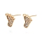Clear Cubic Zirconia Footprint Stud Earrings, Brass Jewelry for Women, Nickel Free, Real 18K Gold Plated, 9x7.5mm, Pin: 0.7mm
