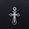 Tarnish Resistant 201 Stainless Steel Tiny Cross Charms, Stainless Steel Color, 15x9x1mm, Hole: 1.5mm