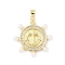 Brass Micro Pave Clear Cubic Zirconia Pendants, Anchor & Helm, with ABS Imitation Pearl, Lead Free & Cadmium Free, Long-Lasting Plated, Rack Plating, Real 18K Gold Plated, 31.5x28.5x4mm, Hole: 5x3.5mm