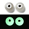Luminous Opaque Acrylic Beads, Flat Round with Evil Eye, Glow in the Dark, WhiteSmoke, 1.5x4.5mm, Hole: 1.8mm