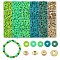 DIY Disc Polymer Clay & CCB Plastic Beads Jewelry Making Findings Kits, Mixed Shapes, Green, 6~8x6~8x0.5~3mm, Hole: 1.4~2mm