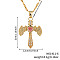Retro Hip Hop Style Brass Full Rhinestone Heart Wing Sword Pendant Necklaces for Women, Golden, Rose, 15.75 inch(40cm)