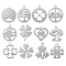 12Pcs 12 Style 304 Stainless Steel Charms, Laser Cut, Mixed Shapes, Stainless Steel Color, 1pc/style