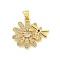 Rack Plating Brass Micro Pave Cubic Zirconia Pendants, Cadmium Free & Lead Free, Long-Lasting Plated, Flower & Dragonfly, Real 18K Gold Plated, 21.5x23.5x3.5mm, Hole: 3.5x5mm
