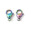 304 Stainless Steel Lobster Claw Clasps, Ion Plating(IP), Rainbow Color, 9x6x3.5mm, Hole: 1.2mm