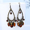Ethnic Style Alloy Acrylic Dangle Earrings, with CCB, Teardrop, Antique Bronze, Sienna, 60x30mm