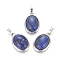 Natural Dyed Lapis Lazuli Pendants, with Brass Findings, Oval, Platinum, 25~26x17~17.5x8~9mm, Hole: 8x5mm