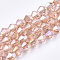 Electroplate Glass Beads Strands, AB Color Plated, Faceted, Bicone, Pink, 6x5.5~6mm, Hole: 1mm, about 44~47pcs/strand, 24.5~25cm