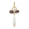 Glass Pearl Big Pendants, with Acrylic & Seed Beads & Golden Brass Findings, Cross, Purple, 68x31x10mm, Hole: 4x4mm