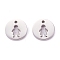 Non-Tarnish 304 Stainless Steel Charms, Flat Round with Hollow Boy, Stainless Steel Color, 12x1.4mm, Hole: 2mm