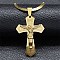 201 Stainless Steel Cross with Jesus Pendant Necklaces, Snake Chains Necklaces for Women, Golden, 16.57~16.73 inch(42.1~42.5cm)