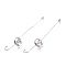 Brass Micro Pave Clear Cubic Zirconia Ear Wrap Crawler Hook Earrings, with Ear Nuts, Long-Lasting Plated, Moon, Platinum, 87mm, Pin: 0.8mm