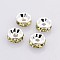 Brass Grade A Rhinestone Spacer Beads, Straight Flange, Rondelle, Silver, Jonquil, 6mm, Hole: 1mm