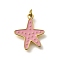 304 Stainless Steel Enamel Pendants, with Jump Ring, Starfish Charm, Real 18K Gold Plated, Ion Plating(IP), Pink, 16x13x1.5mm, Hole: 2.5mm