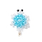 3D Electroplate Glass Seed Beaded Tortoise Pendants, with Real 18K Gold Plated Copper Wire, Faceted, Deep Sky Blue, 37.5x24x14.5mm, Hole: 1.8mm