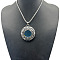Fashionable Alloy Pendant Necklaces, with Glass, Flat Round