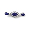 Brass Micro Pave Cubic Zirconia & Optimized Lapis Box Clasps, Cadmium Free & Nickel Free & Lead Free, Oval, Platinum, 28mm