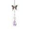 Crystal and Alloy Rhinestones Steel Wire Pendant Decorations, Butterfly, 395mm