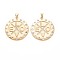 Brass Micro Pave Clear Cubic Zirconia Pendants, Nickel Free, Flat Round with Word Love, Real 18K Gold Plated, 29.5x27.5x2.5mm, Hole: 4x4.5mm