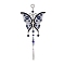 Alloy Butterfly Turkish Blue Evil Eye Pendant Decoration, with Crystal Prisms, for Home Wall Hanging Amulet Ornament, Antique Silver, 290mm, Hole: 10mm