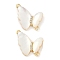 Brass Micro Pave Cubic Zirconia Pendants, Cadmium Free & Nickel Free & Lead Free, with Shell , Butterfly Charms, Real 18K Gold Plated, 16x16x4mm, Hole: 1.2mm