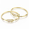 Brass Micro Pave Clear Cubic Zirconia Bangles, Nickel Free, Safety Pin, Real 16K Gold Plated, Inner Diameter: 2-1/4x1-2-1/8 inch(5.8x5.3cm), 9.5mm