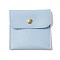 PU Imitation Leather Jewelry Storage Bags, with Golden Tone Snap Buttons, Square, Light Blue, 7.9x8x0.75cm