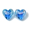 Luminous Handmade Gold Sand Lampwork Beads, Glow in the Dark, Heart, Dodger Blue, 20.5x20.5x12mm, Hole: 1.6mm