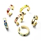 Enamel Heart Open Cuff Ring, Real 18K Gold Plated Brass Jewelry, Lead Free & Cadmium Free, Mixed Color, US Size 6(16.5mm)