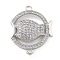 Rack Plating Brass Micro Pave Clear Cubic Zirconia Fish Connector Charms, Long-Lasting Plated, Lead Free & Cadmium Free, Platinum, 26.5x21.5x5mm, Hole: 1.8mm