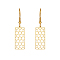 304 Stainless Steel Dangle Earring, Rectangle, Real 18K Gold Plated, No Size