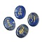 Natural Lapis Lazuli Cabochons, Reiki Power Symbols, Oval, 47~48x37~38x5~10mm, 4pcs/set