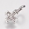 Brass Micro Pave Cubic Zirconia Tiny Cross Charms, Platinum, 6.5x5x1.8mm, Hole: 3.5mm