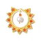 Glass Seed Beaded Sun Pendants, with Brass Connector Charms and  Shell Pearl Bead & Glass, Gold, 36.5x43x8mm, Hole: 1.2mm