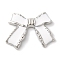 Rack Plating Alloy Cabochons, with Enamel, Bowknot, Platinum, White, 26x34x3.5mm