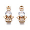 Brass Micro Pave Clear Cubic Zirconia Charms, Long-Lasting Plated, Cadmium Free & Lead Free, Angel, Light Gold, 13x7.5x3.5mm, Hole: 1.2mm